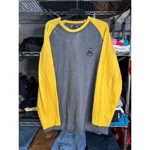Chaps Ralph Lauren Mens XL Gray & Yellow Long Sleeve T-Shirt USA Flag